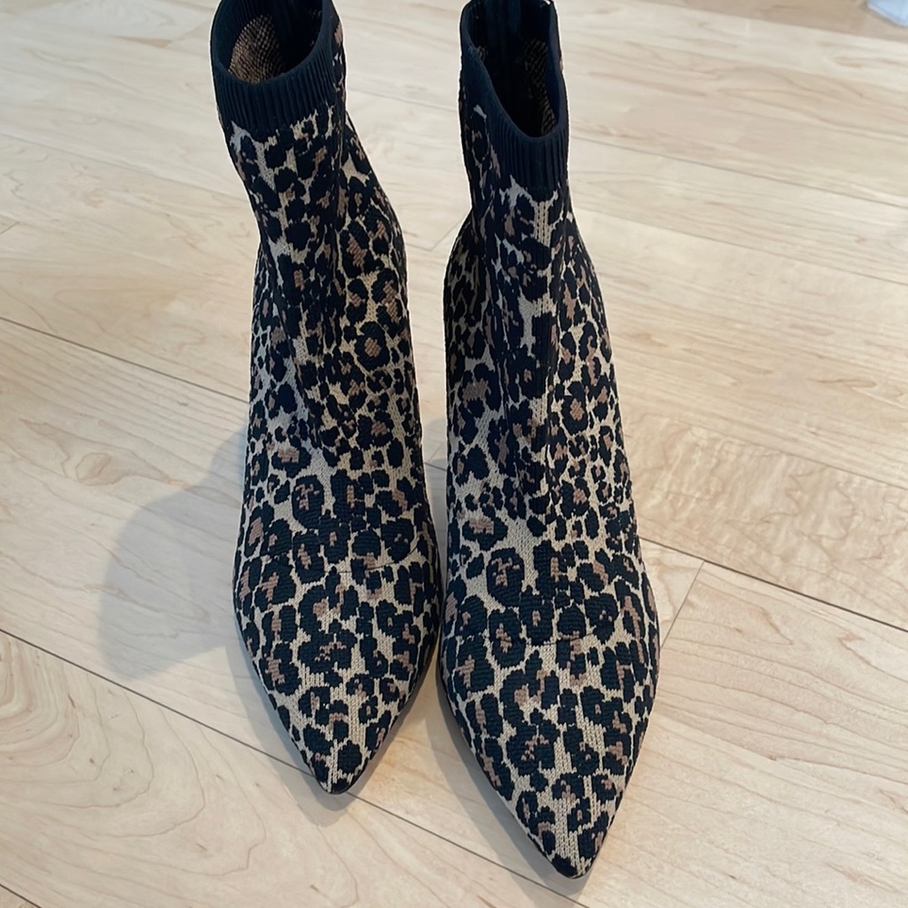 Something Navy leopard print fabric booties
